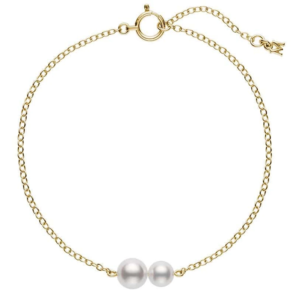 Shop akoya cultured pearl station bracelet in 18k yellow gold in Canada | La Maison MonacoShop
