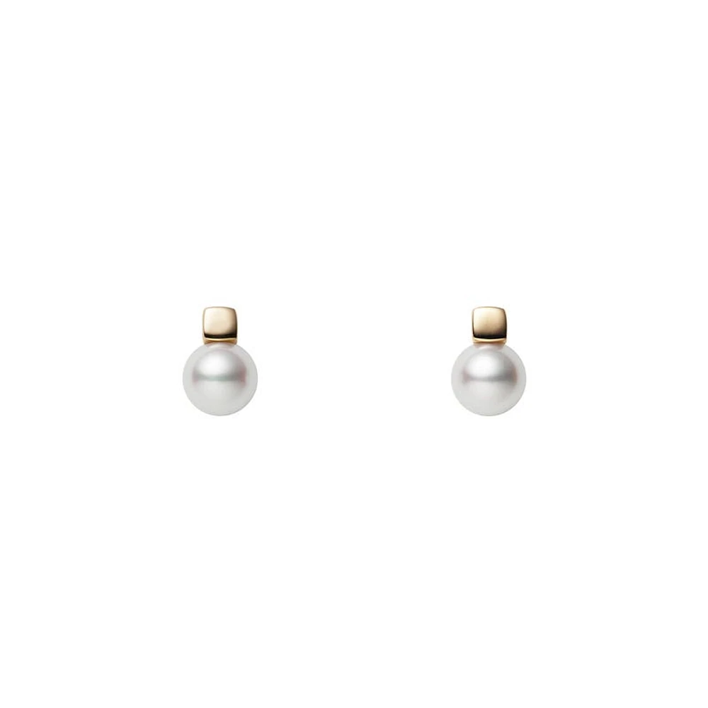 Shop akoya cultured pearl earrings in 18k yellow gold in Canada | La Maison MonacoShop