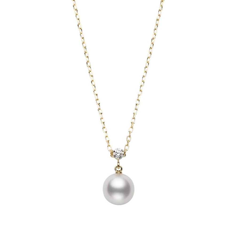 Shop akoya cultured pearl diamond pendant in 18k yellow gold in Canada | La Maison MonacoShop