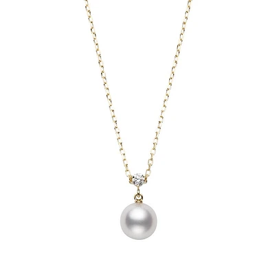 Shop akoya cultured pearl diamond pendant in 18k yellow gold in Canada | La Maison MonacoShop