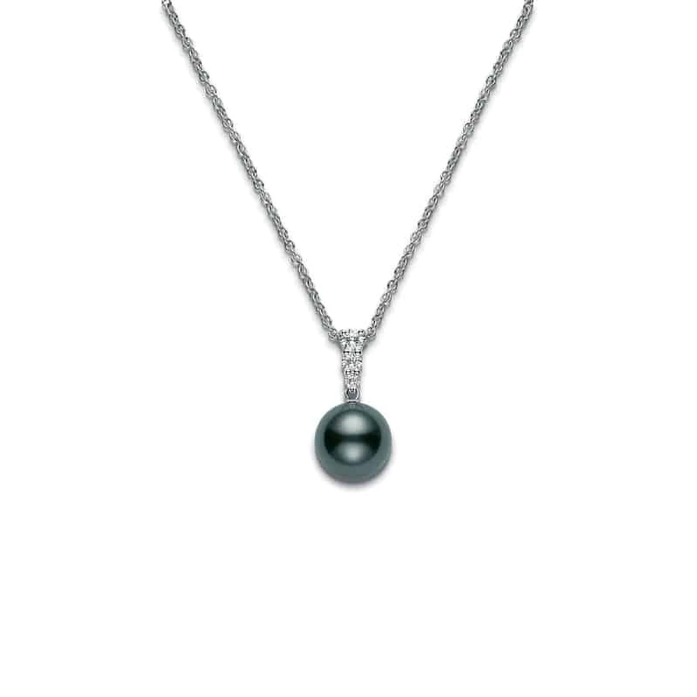 Shop morning dew black south sea cultured pearl pendant – 18k white gold in Canada | La Maison MonacoShop