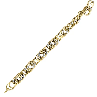 BRACELET OR JAUNE 10CT ET RHODIUM