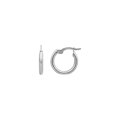 10K WHITE GOLD EARRINGS- 10MM