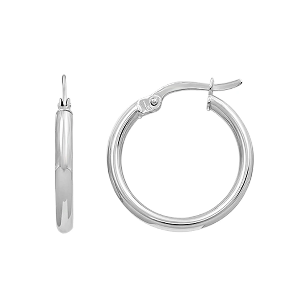 ANNEAUX OR BLANC 10K- 15MM