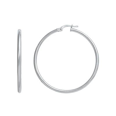 10K WHITE GOLD EARRINGS- 50MM