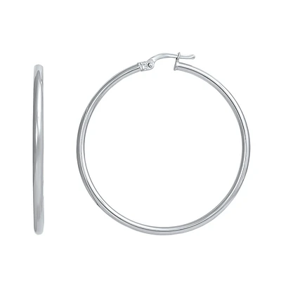 10K WHITE GOLD EARRINGS- 60MM