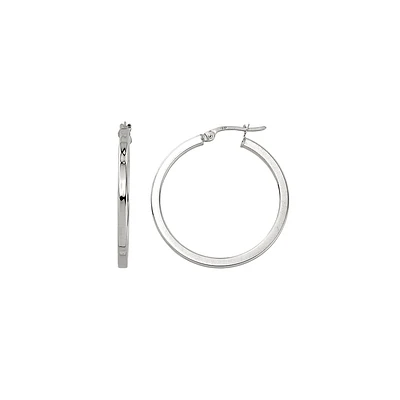 10K WHITE GOLD EARRINGS- 10MM