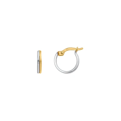 10K 2 TONES GOLD HOOPS - 10MM