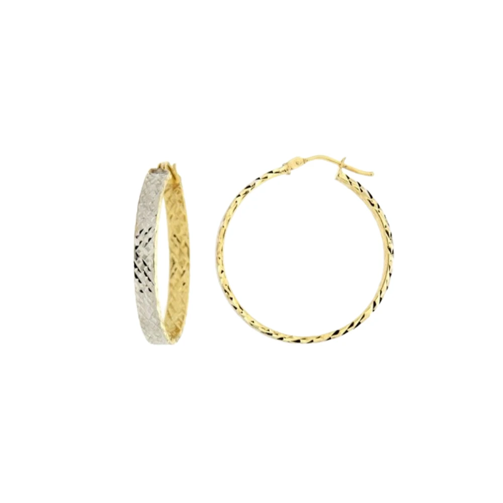 30MM GOLD AND RHODIUM HOOP EARRINGS