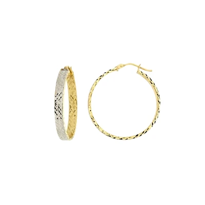 30MM GOLD AND RHODIUM HOOP EARRINGS