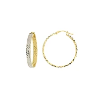 30MM GOLD AND RHODIUM HOOP EARRINGS