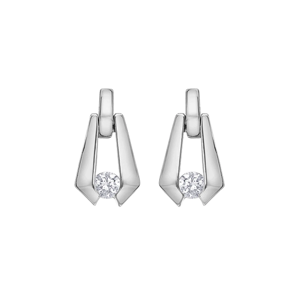 BOUCLES D'OREILLES OR BLANC 10K
