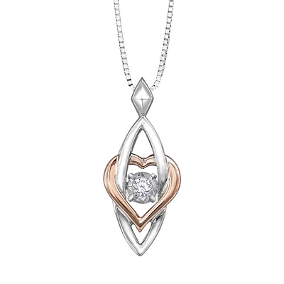 PENDENTIF OR BLANC ROSE FEMME