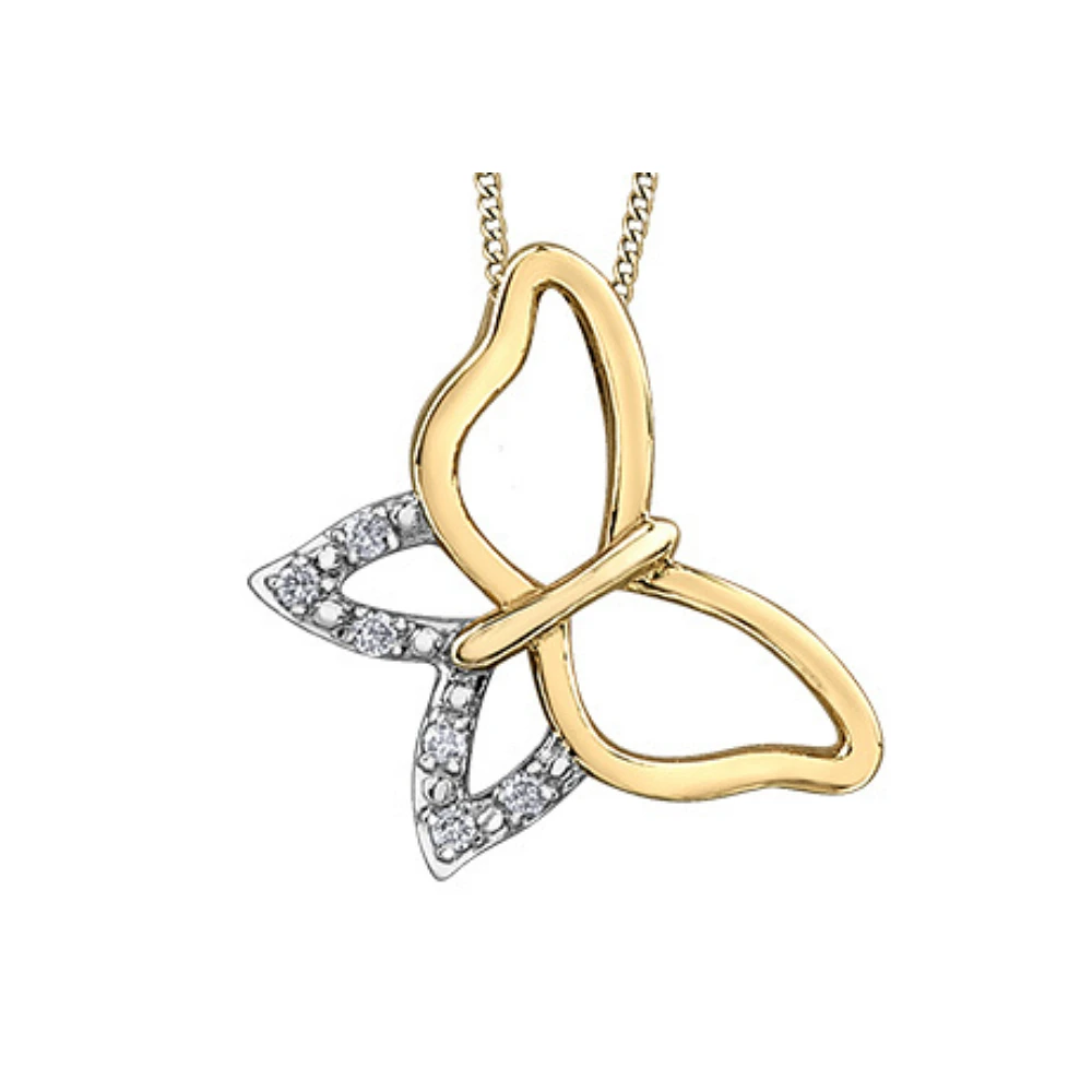 PENDENTIF OR JAUNE 10K ET RHODIUM