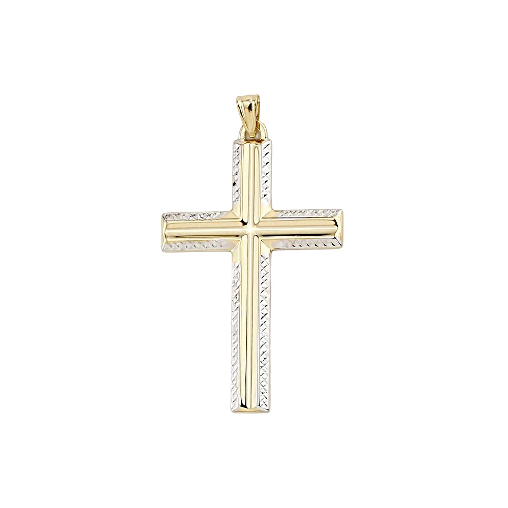10K YELLOW GOLD CROSS - RHODIUM