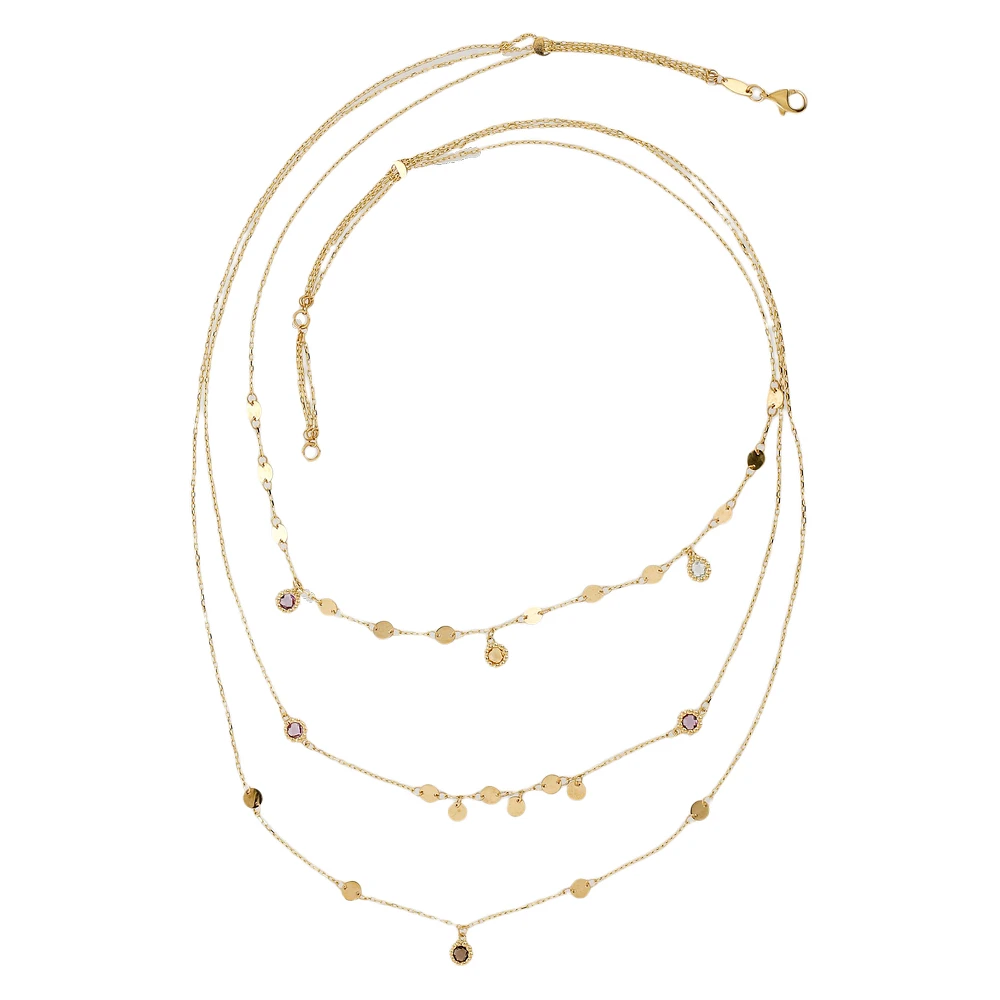 3 ROW NECKLACE IN 10K YELLOW GOLD
