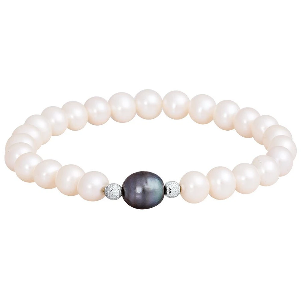 BRACELET EN ARGENT ET PERLES 7.25''
