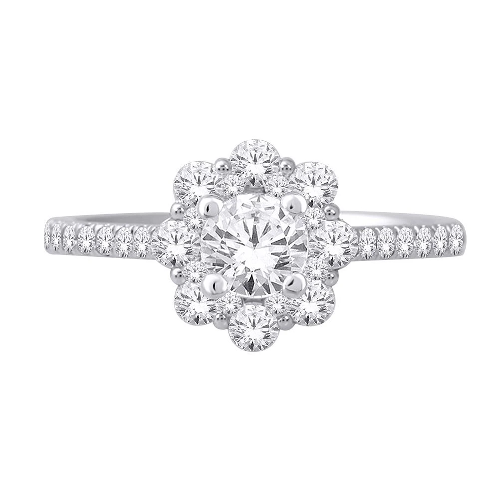 14K WHITE GOLD RING WITH DIAMONDS