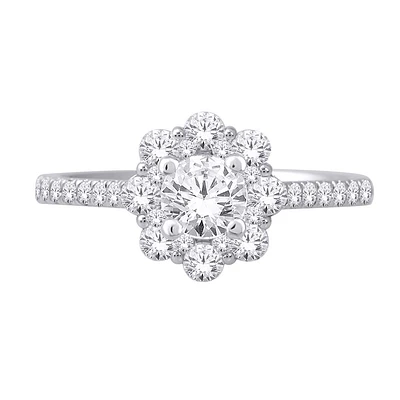 14K WHITE GOLD RING WITH DIAMONDS