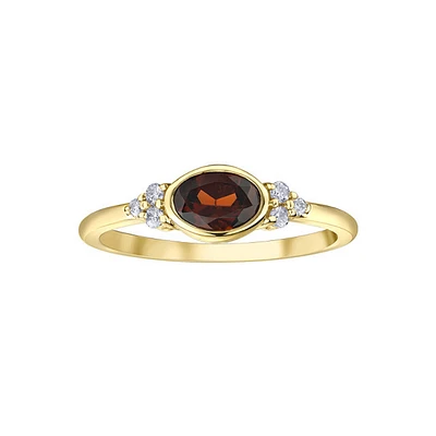 10K GOLD DIAMONDS RING - GARNET