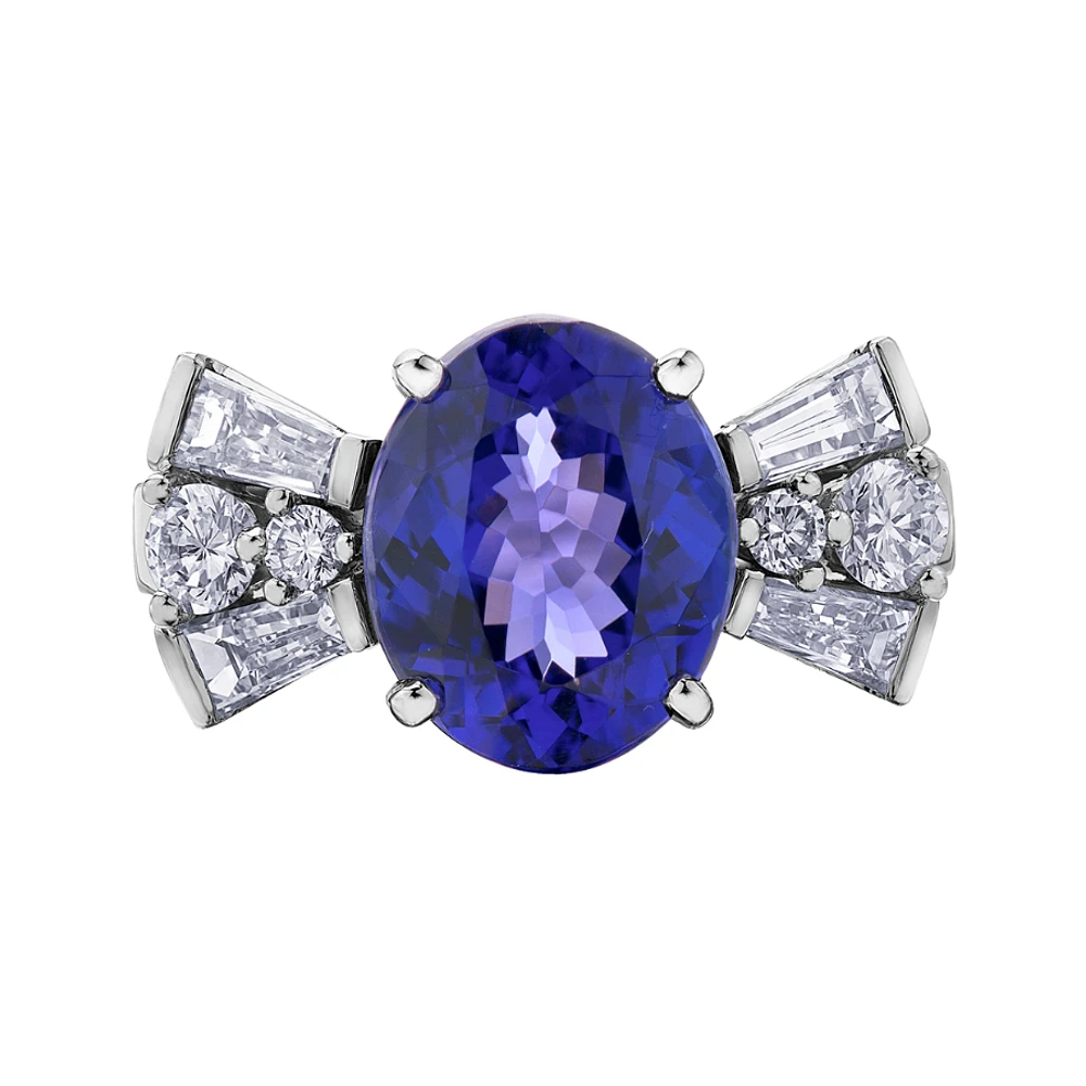 PLATINUM DIAMOND AND TANZANITE RING