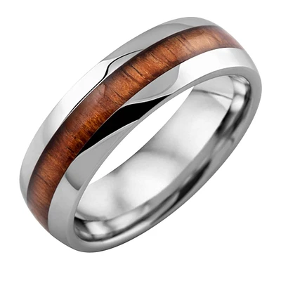 TUNGSTEN KOA WOOD RING FOR MEN 7MM