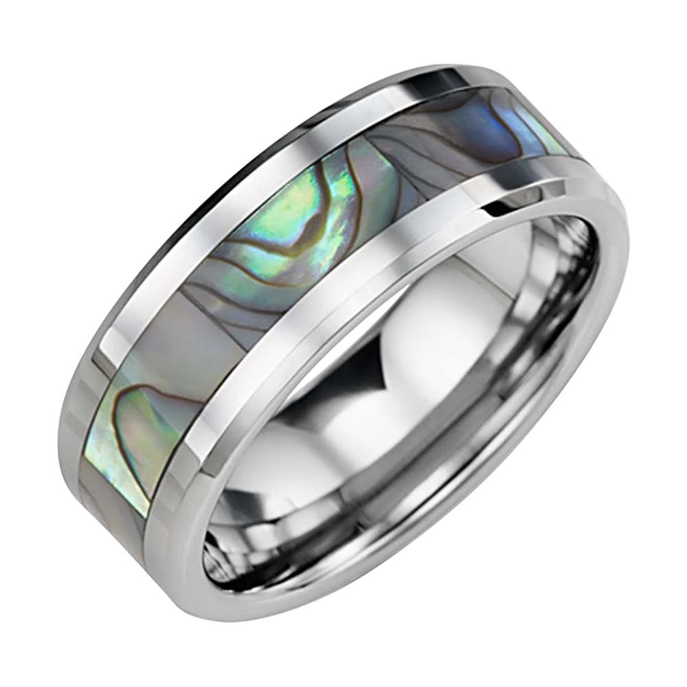 TUNGSTEN AND SHELL RING FOR MEN 8MM