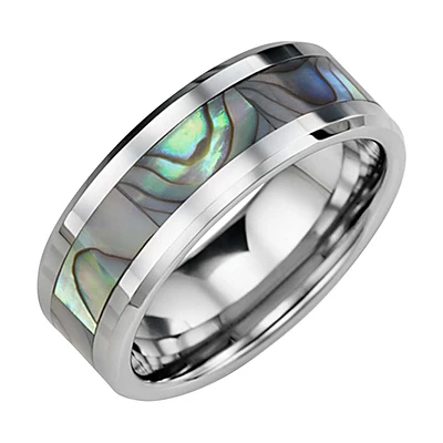 TUNGSTEN AND SHELL RING FOR MEN 8MM