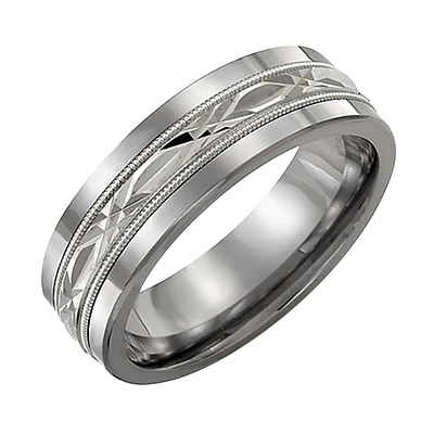 TUNGSTEN 10K WHITE GOLD RING 7MM