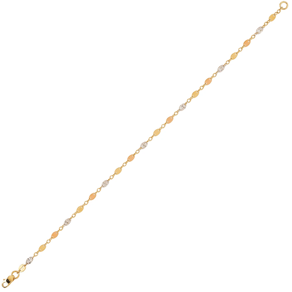 10K 3 TONES BRACELET - 7.25''