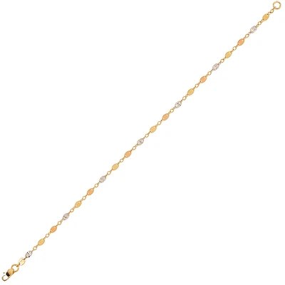 10K 3 TONES BRACELET - 7.25''