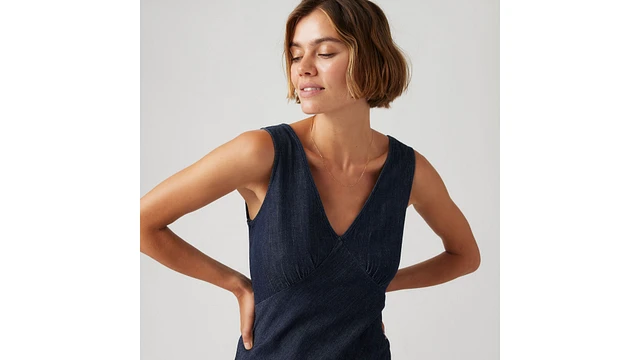 Levi Atalia Linen+ Denim Slip Dress | The Summit