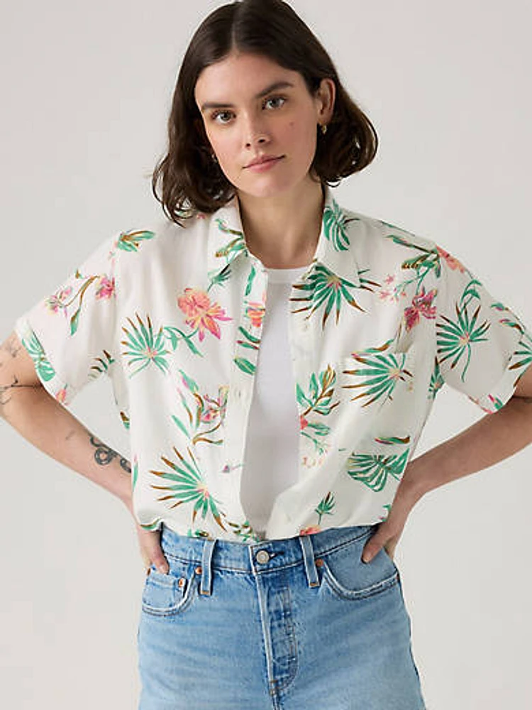 Darlene Linen Blend Short Sleeve Shirt