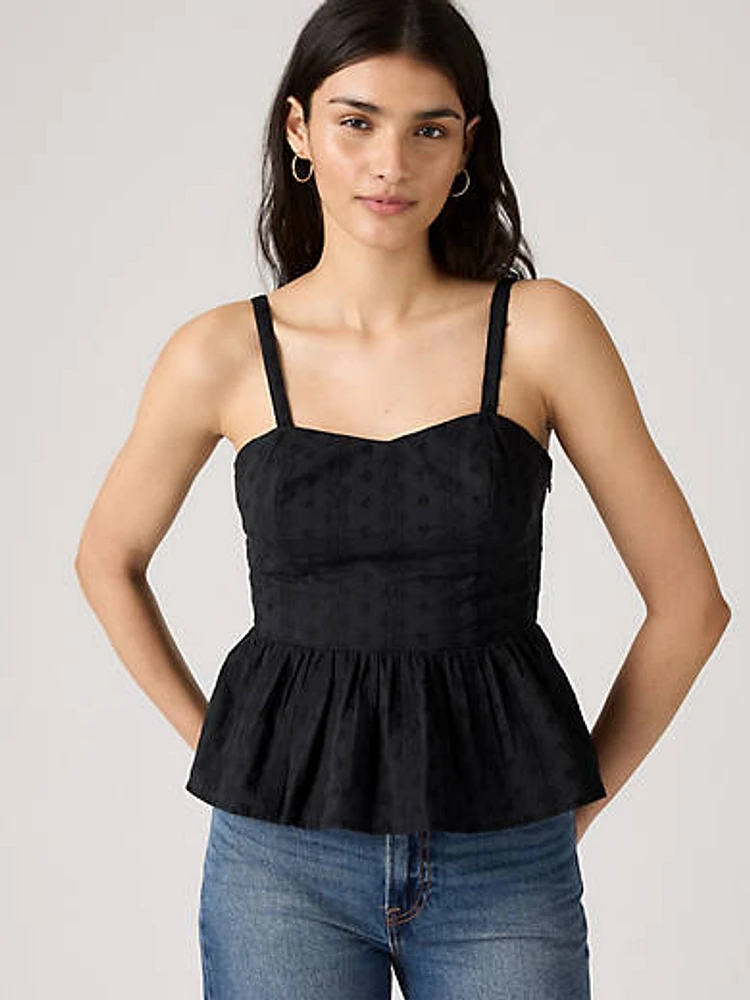 Lula Eyelet Peplum Tank Top