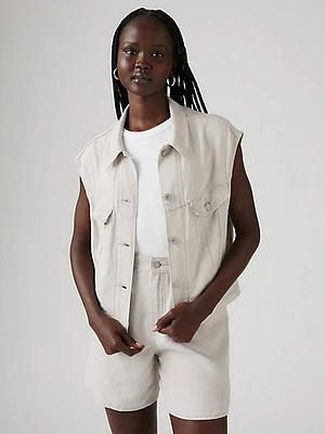 Shrunken '90s Linen Blend Lightweight Vest