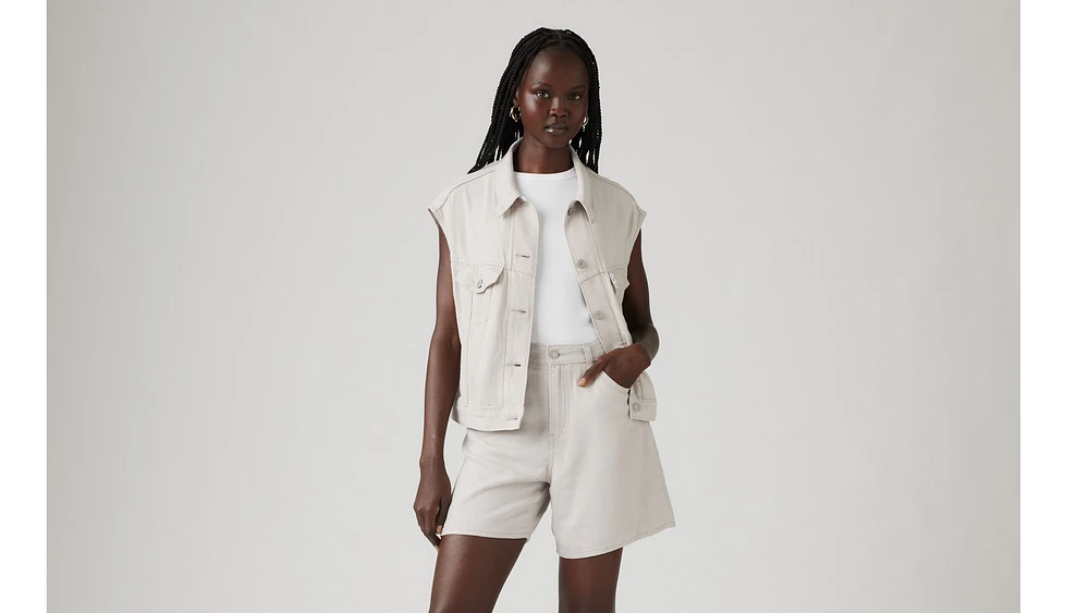 Shrunken '90s Linen Blend Lightweight Vest