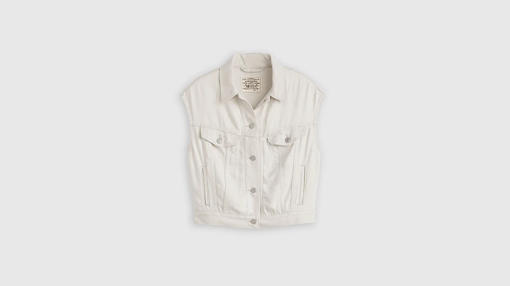Shrunken '90s Linen Blend Lightweight Vest