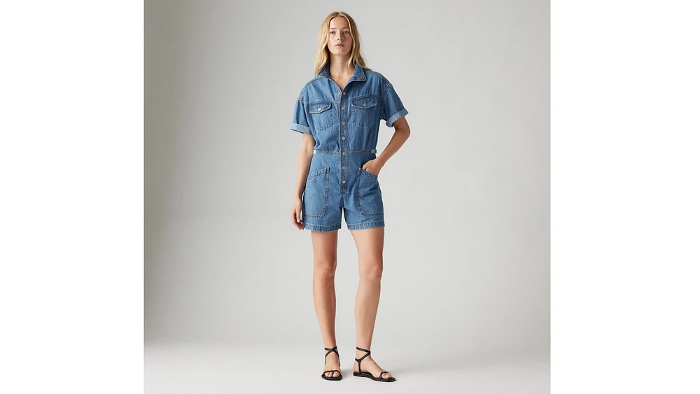 Short Sleeve Surplus Romper