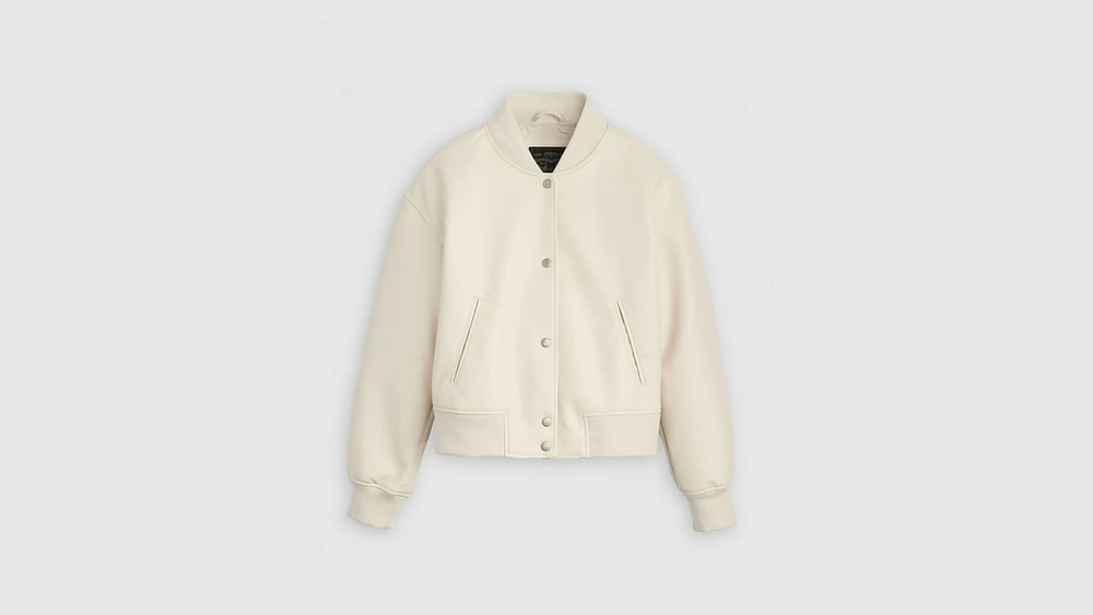 Faux Leather Varsity Bomber Jacket