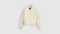 Faux Leather Varsity Bomber Jacket