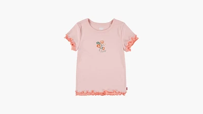 Floral Embroidery Knit Top Big Girls S-XL