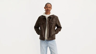 Faux Leather Trucker Jacket