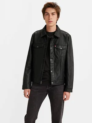 Faux Leather Trucker Jacket