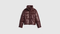 Faux Leather Puffer Jacket