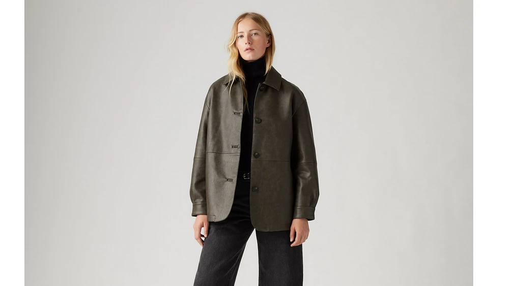 Faux Leather Vintage Blazer
