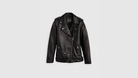 Longline Faux Leather Moto Jacket