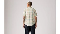 Short Sleeve Sunset Cotton Linen One Pocket Shirt