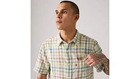 Short Sleeve Sunset Cotton Linen One Pocket Shirt