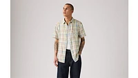 Short Sleeve Sunset Cotton Linen One Pocket Shirt