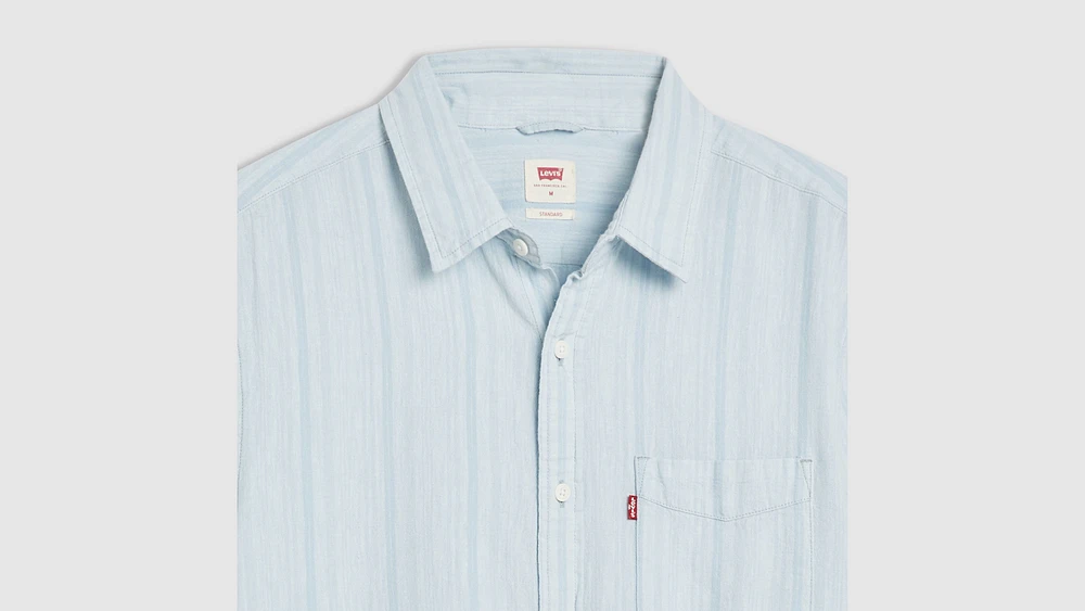 Short Sleeve Sunset Cotton Linen One Pocket Shirt